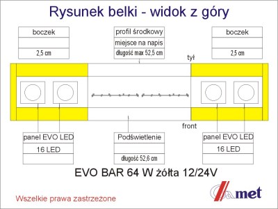 EVO BAR 64 W żółta widok z góry